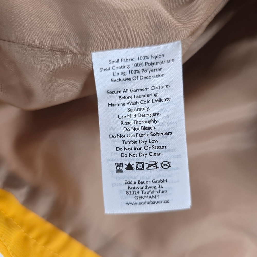 Eddie Bauer Rain Jacket Womens XL Weatheredge Hooded Parka Yellow Coat - Picture 5 of 10